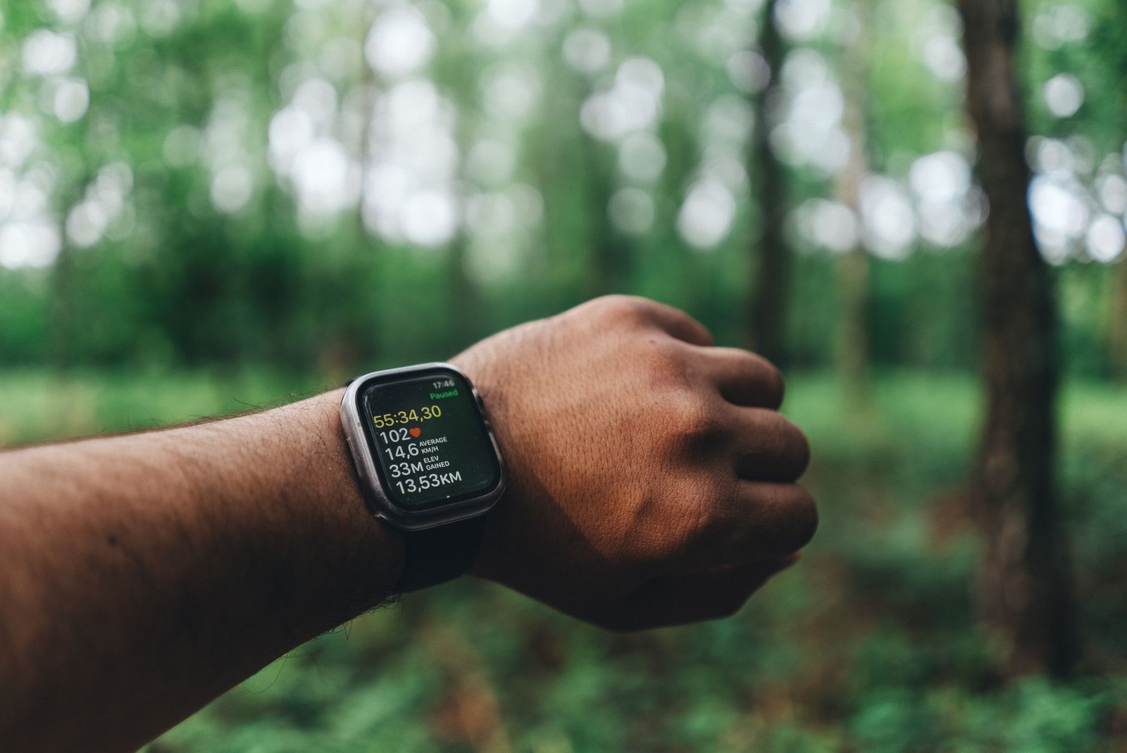 A person reviewing biofeedback data on a wearable device.