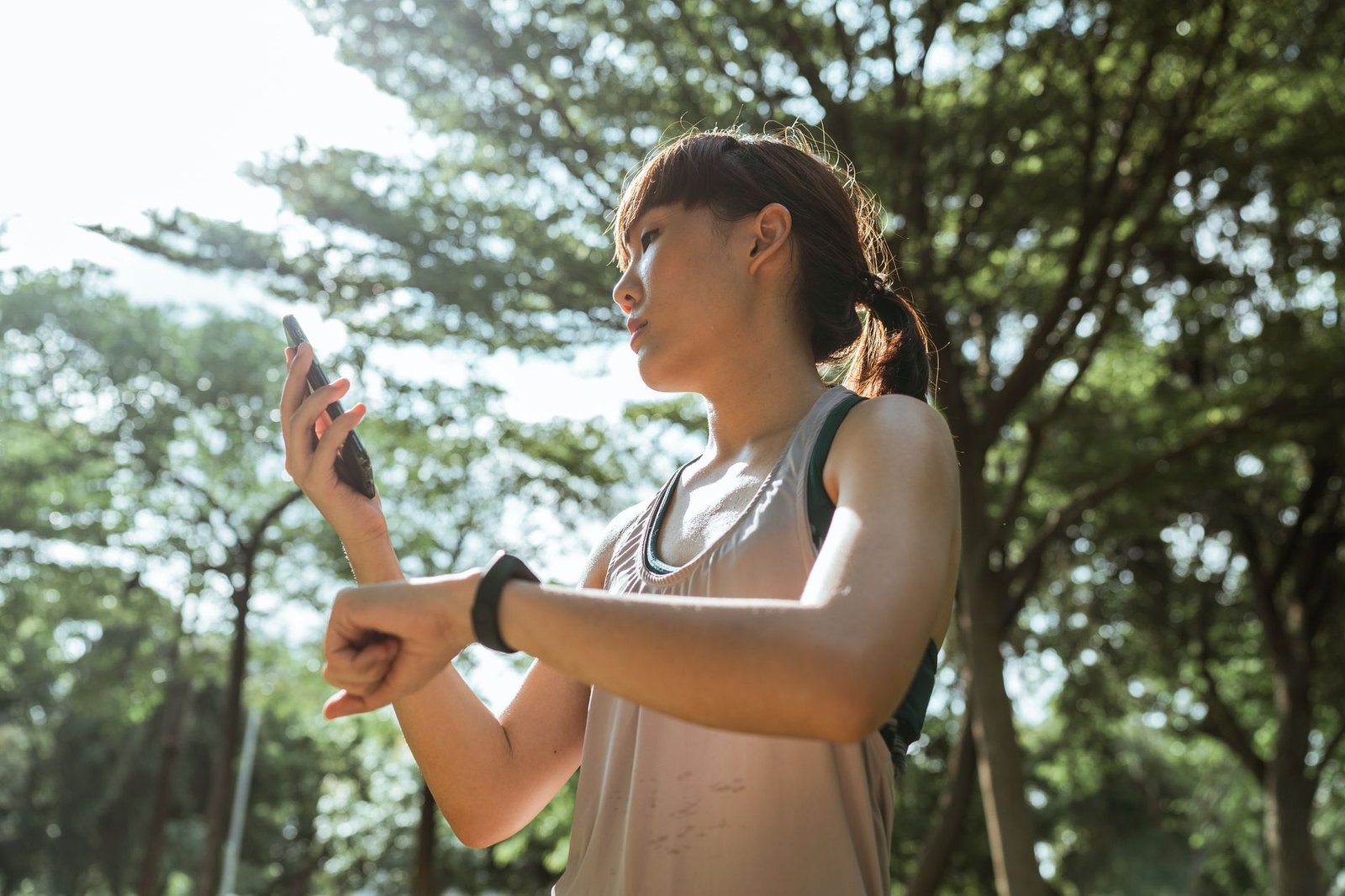 Fitness tracker displaying step count and heart rate metrics during a walking session.